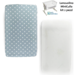 PAMBABY Lenzuolino Calibrato per MINI CULLA 2pz | Azzurro