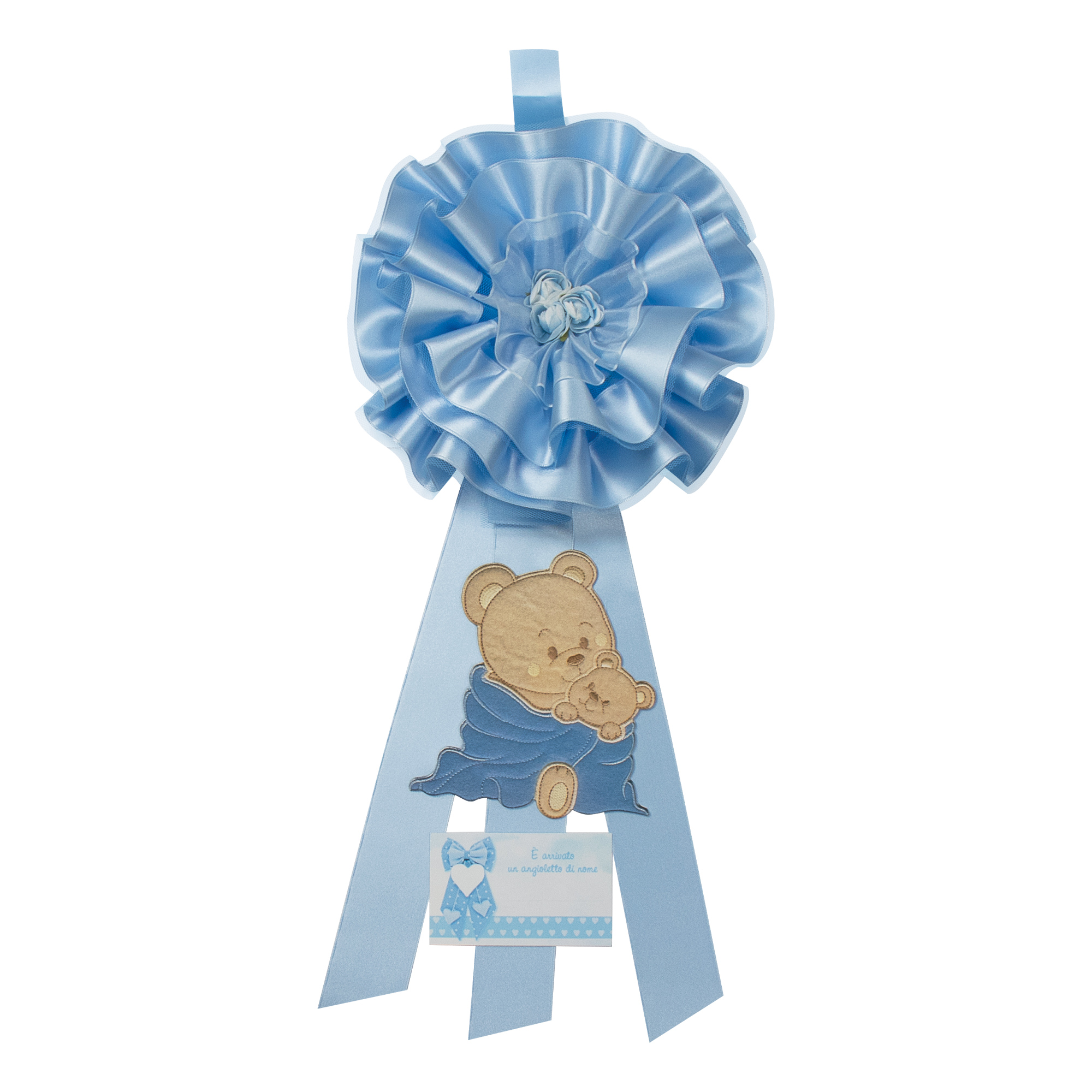 FIOCCO2A.jpg Fiocco Nascita in tessuto "Giada" Azzurro - immagine 1