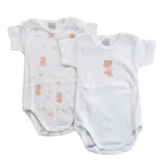 Set 2 Body Mezza Manica in Cotone con Stampa per Neonati
