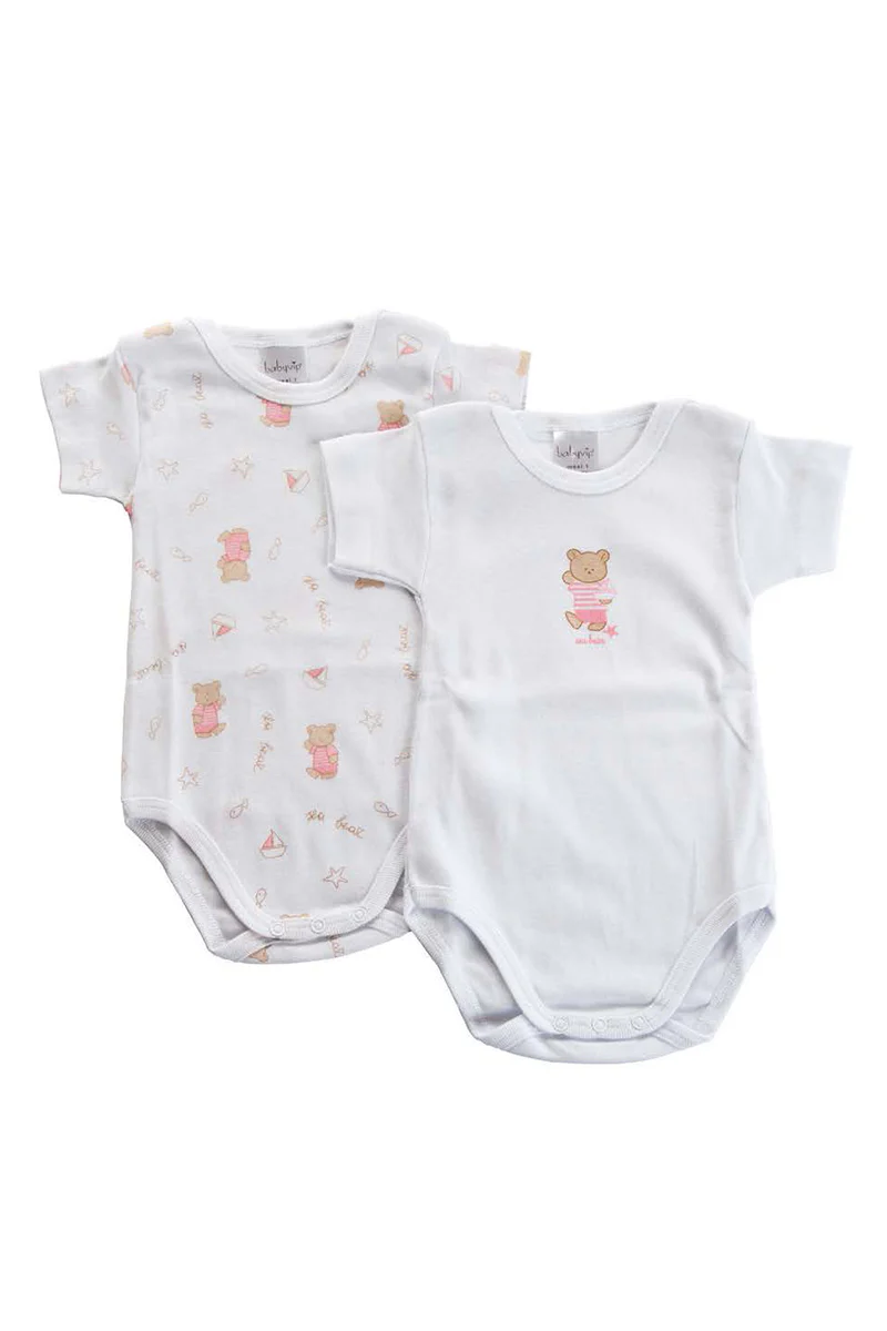 J-1643DET03.webp Set 2 Body Mezza Manica in Cotone con Stampa per Neonati - immagine 1