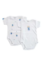 Set 2 Body Mezza Manica in Cotone con Stampa per Neonati - immagine 2